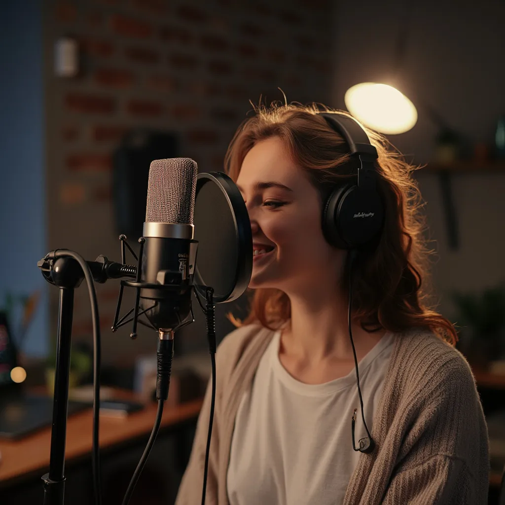 Estudiante grabando en el estudio